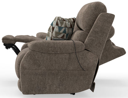Joya - Power Zero Gravity Reclining Console Loveseat With Power Adjustable Headrest And CR3 Heat/Massage/Lumbar/ZG - Mushroom - Hornell Furniture Outlet