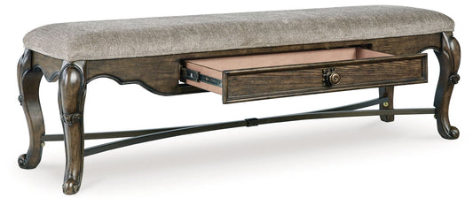 Maylee - Dark Brown - Upholstered Storage Bench - Hornell Furniture Outlet