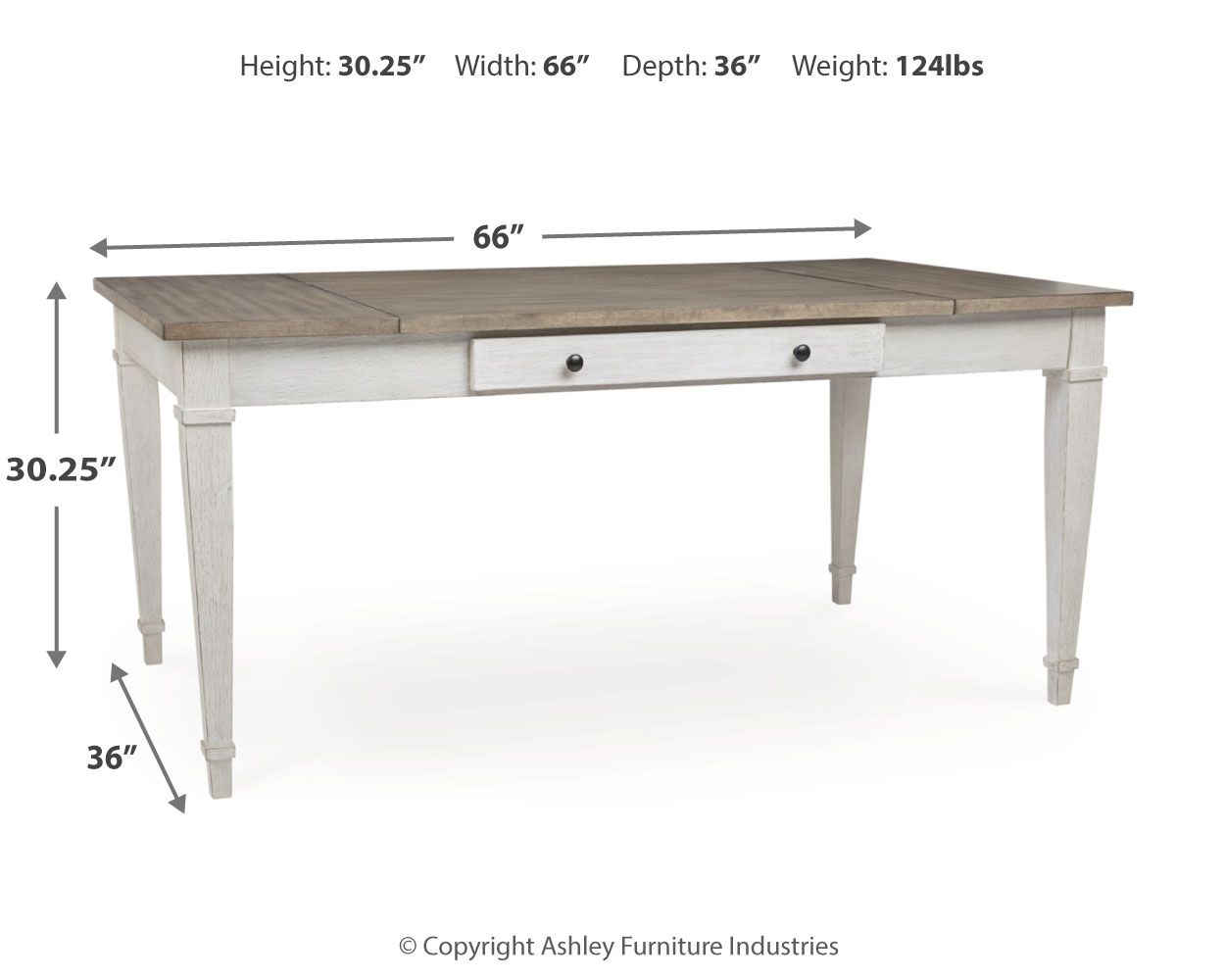 Skempton - RECT DRM Table w/Storage - White - Hornell Furniture Outlet