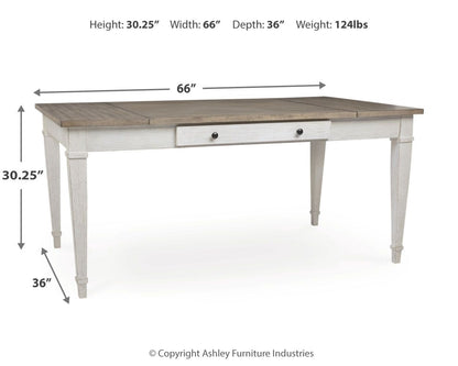 Skempton - RECT DRM Table w/Storage - White - Hornell Furniture Outlet