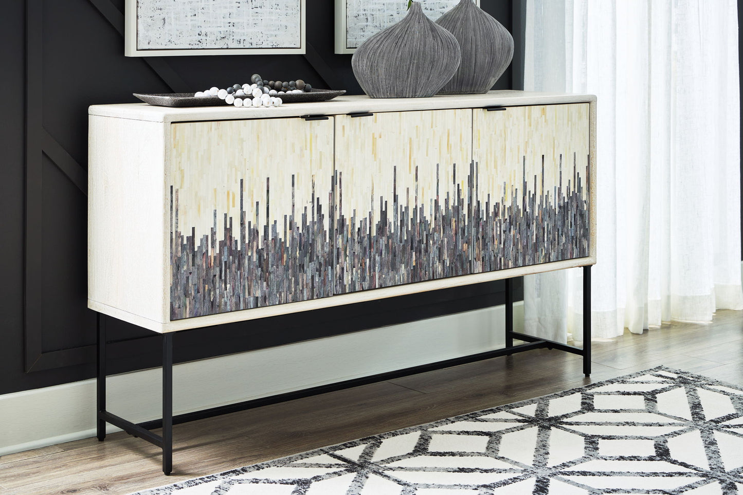 Freyton - White / Gray - Accent Cabinet - Hornell Furniture Outlet