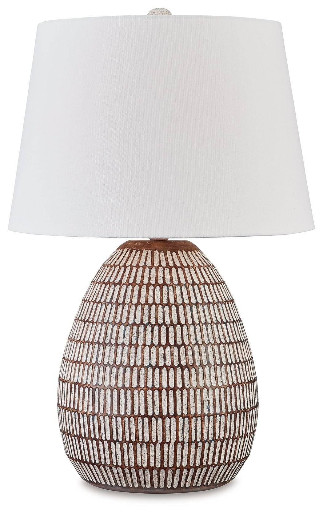 Darrich - Beige / White - Metal Table Lamp - Hornell Furniture Outlet