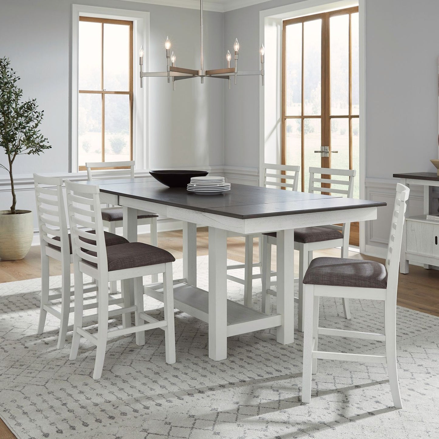Brook Bay - Counter Trestle Table Set - Hornell Furniture Outlet
