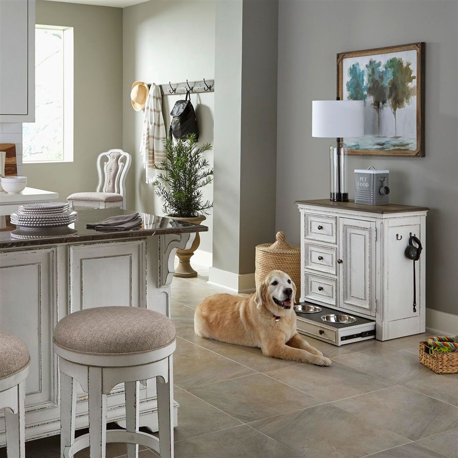 Magnolia Manor - Pet Feeder Cabinet - White - Hornell Furniture Outlet