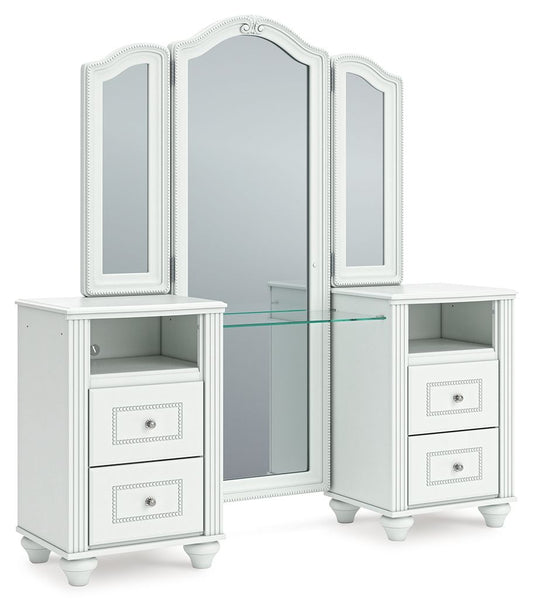 Kozlani - Vanity With Mirror - White - Hornell Furniture Outlet