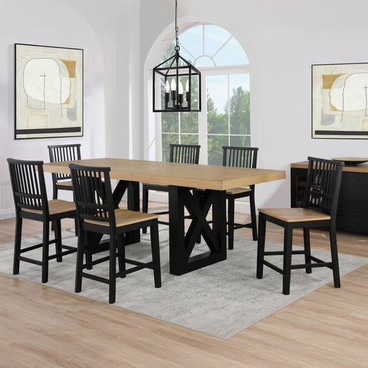 Magnolia - 7 Piece Counter Table Set - Black - Hornell Furniture Outlet