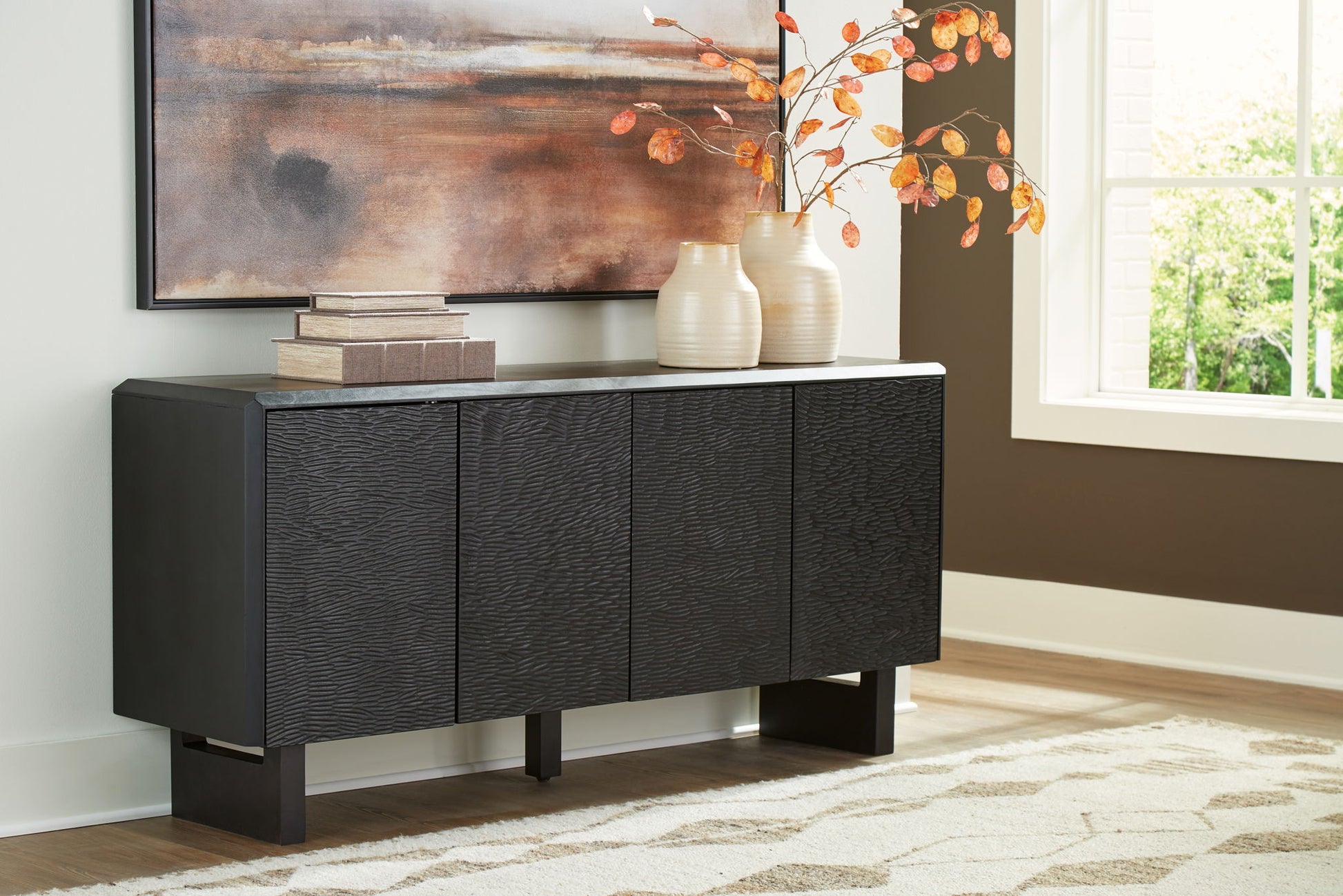 Farrelmore - Black - Accent Cabinet - Hornell Furniture Outlet