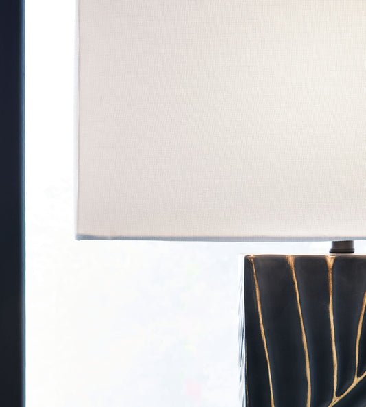 Bartlen - Black / Gold Finish - Poly Table Lamp - Hornell Furniture Outlet