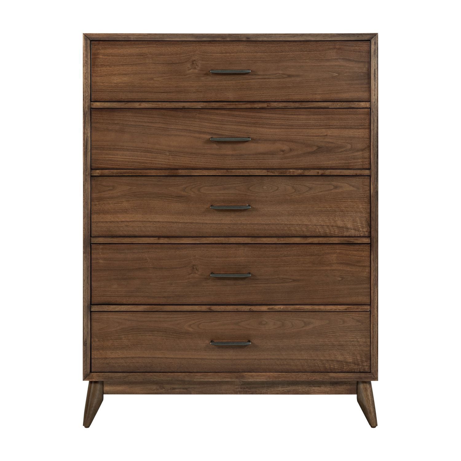 Century Modern - 5 Drawer Chest - Walnut - Hornell Furniture Outlet