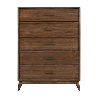 Century Modern - 5 Drawer Chest - Walnut - Hornell Furniture Outlet