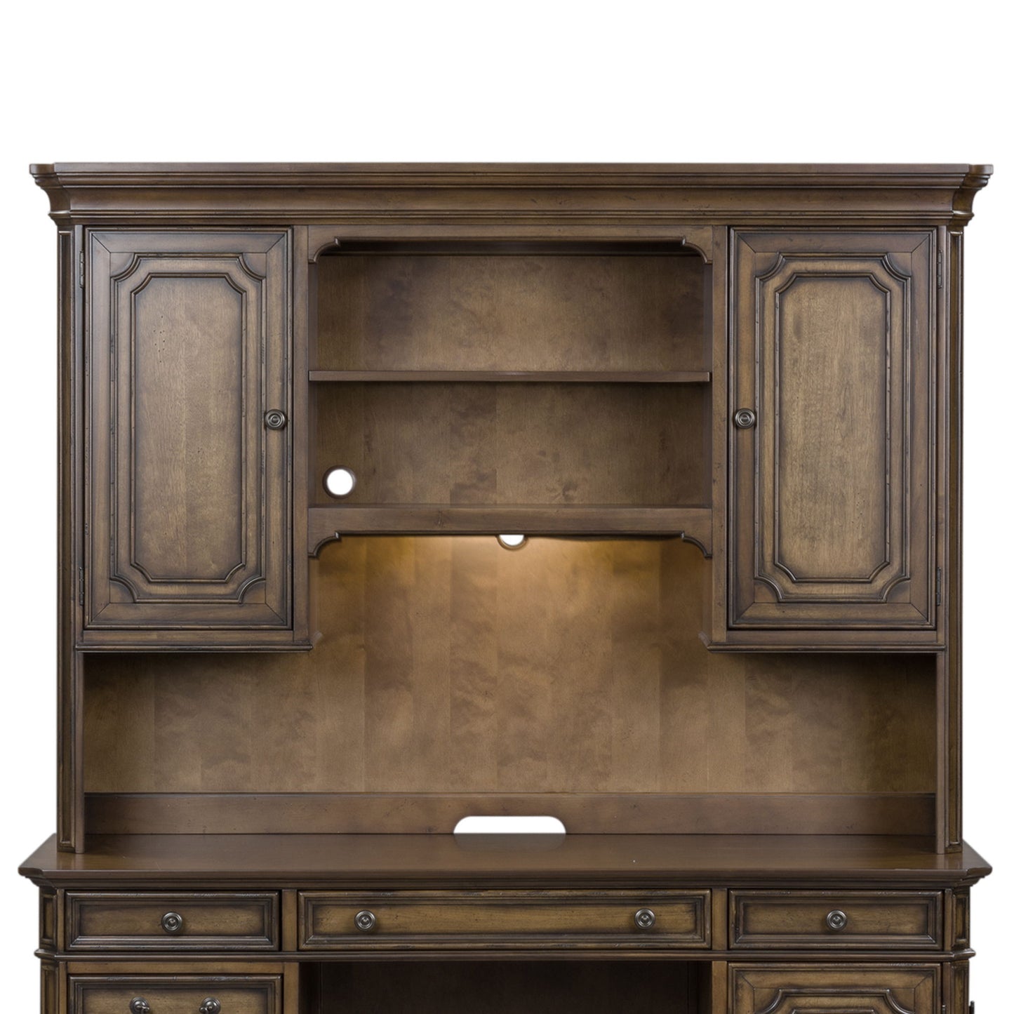 Amelia - Jr Executive Credenza Hutch - Dark Brown - Hornell Furniture Outlet