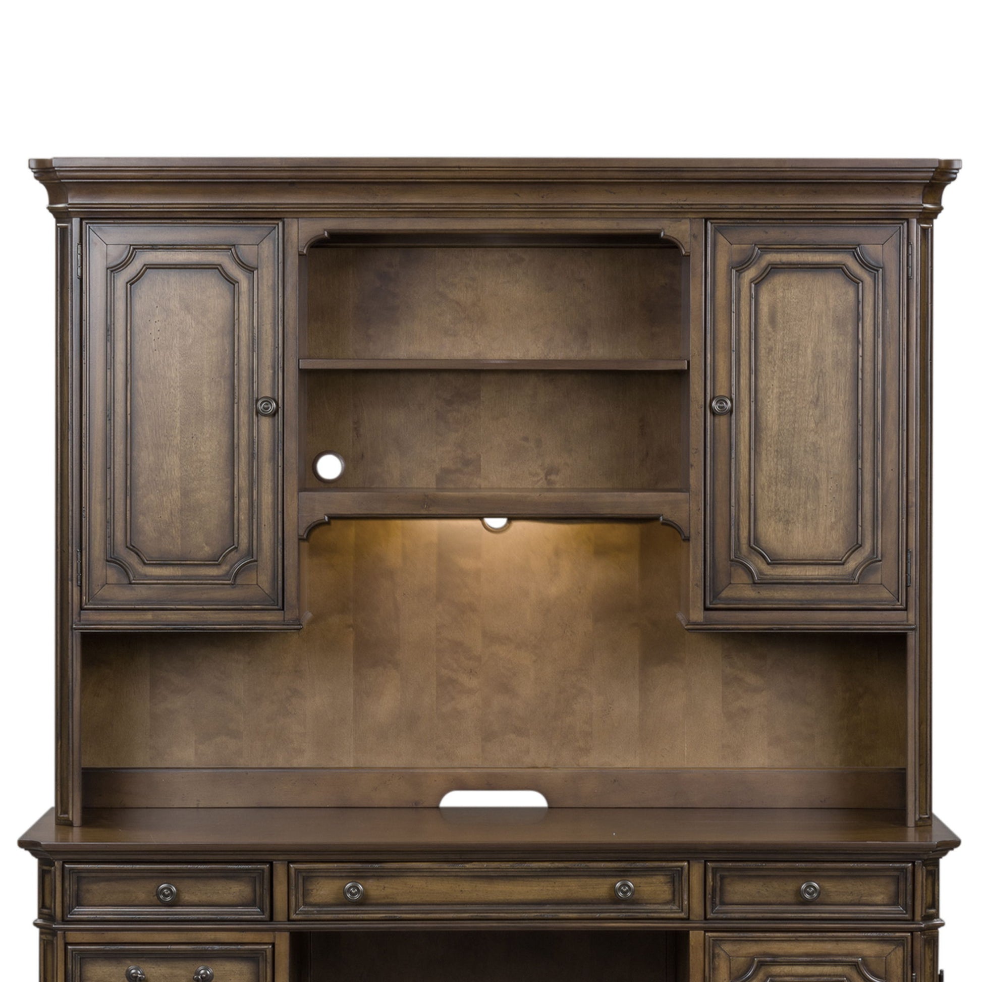Amelia - Jr Executive Credenza Hutch - Dark Brown - Hornell Furniture Outlet