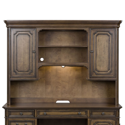 Amelia - Jr Executive Credenza Hutch - Dark Brown - Hornell Furniture Outlet