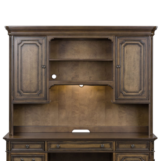 Amelia - Jr Executive Credenza Hutch - Dark Brown - Hornell Furniture Outlet