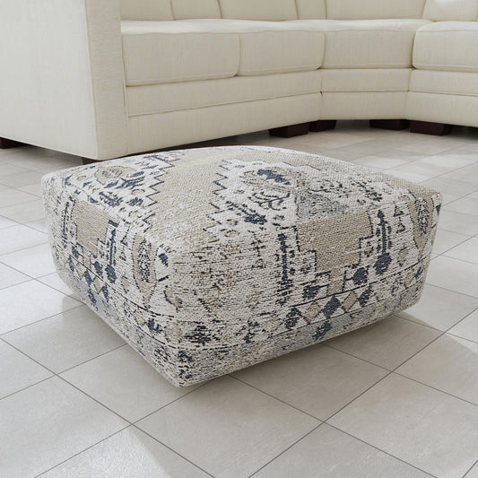 Kira - Jacquard Woven Pouf - Green - Hornell Furniture Outlet