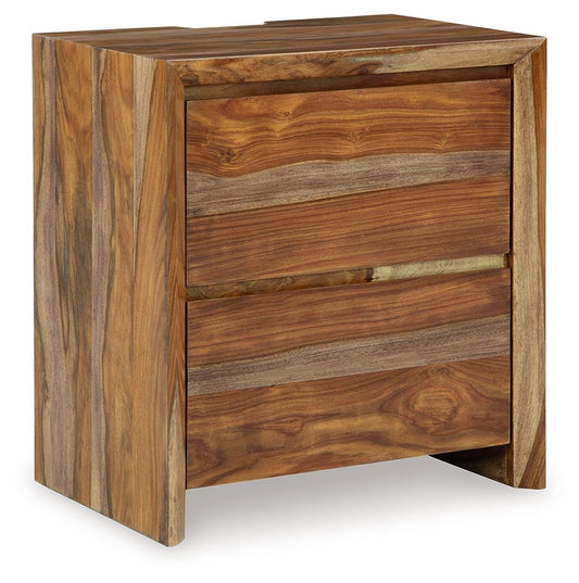 Dressonni - Brown - Two Drawer Night Stand - Hornell Furniture Outlet