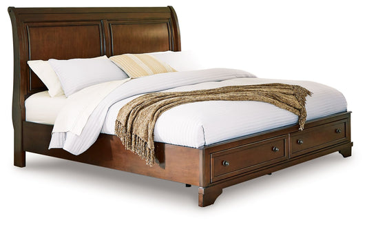 Trellington - Brown - Queen Sleigh Storage Bed - Hornell Furniture Outlet