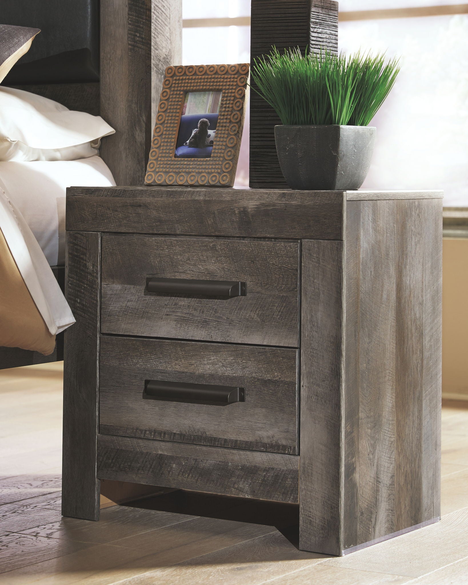 Wynnlow - Gray - Two Drawer Night Stand - Hornell Furniture Outlet