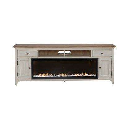 Fireplace TV Consoles - 652 80" Console With Fire FT - White - Hornell Furniture Outlet