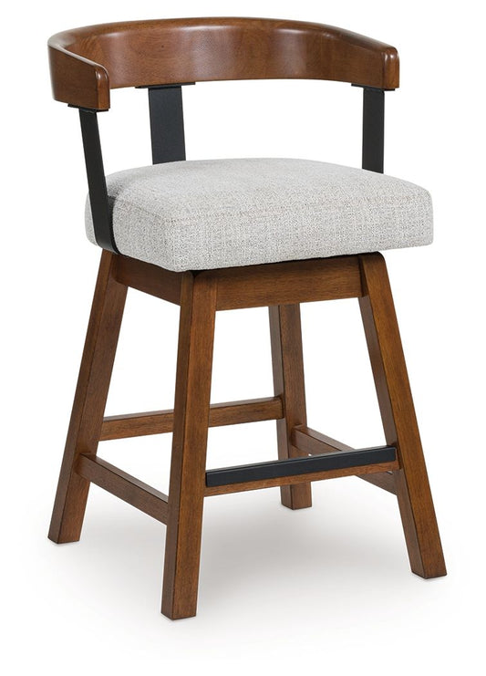 Ralene - Medium Brown - Upholstered Swivel Barstool (Set of 2) - Hornell Furniture Outlet