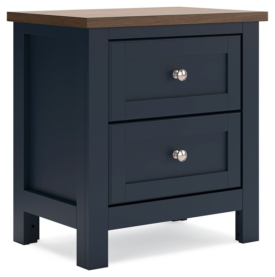 Landocken - Brown / Blue - Two Drawer Night Stand - Hornell Furniture Outlet