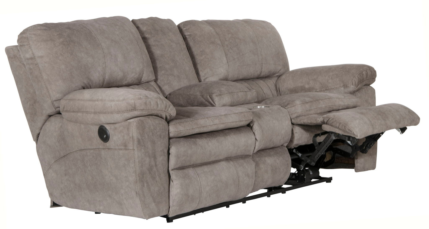 Reyes - Power Lay Flat Reclining Console Loveseat With Storage & Cupholders - Hornell Furniture Outlet