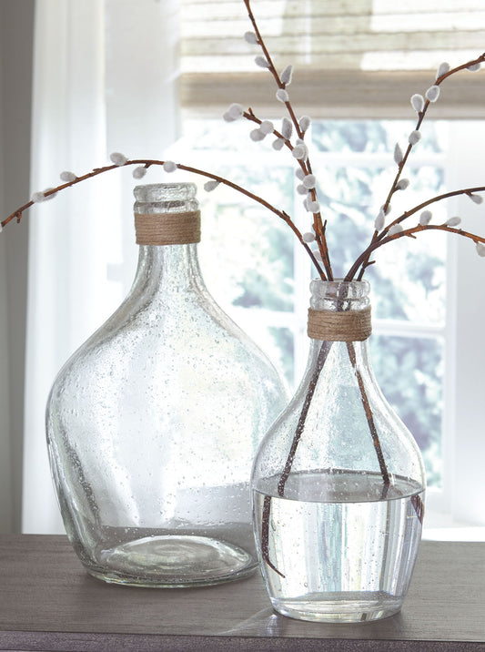 Marcin - Clear - Vase Set (Set of 2) - Hornell Furniture Outlet
