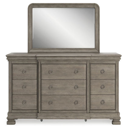 Lexorne - Gray - Dresser And Mirror - Hornell Furniture Outlet