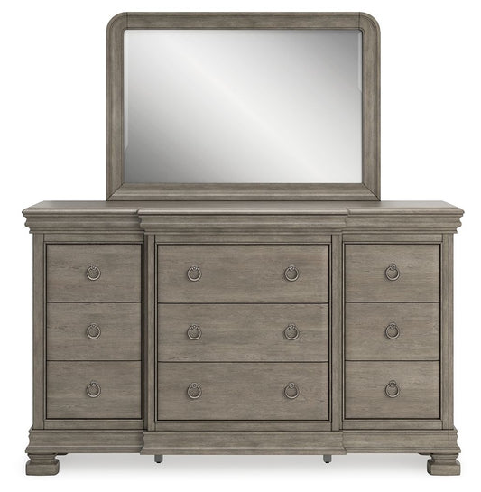 Lexorne - Gray - Dresser And Mirror - Hornell Furniture Outlet