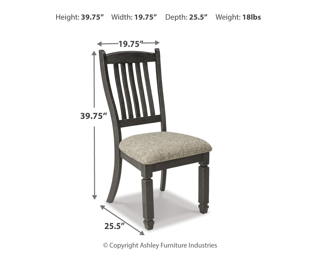Tyler Creek - Black / Grayish Brown - Dining UPH Side Chair (Set of 2) - Slatback - Hornell Furniture Outlet