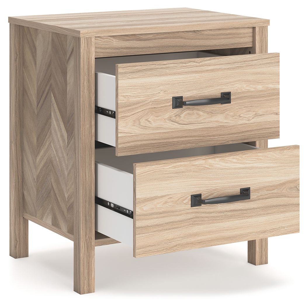 Battelle - Tan - Two Drawer Night Stand - Hornell Furniture Outlet