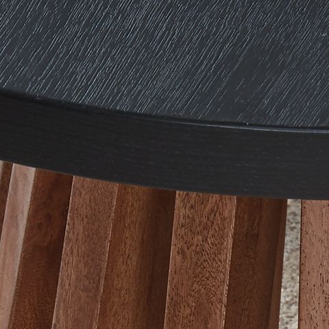 Kallari - Warm Brown / Black - Round End Table - Hornell Furniture Outlet