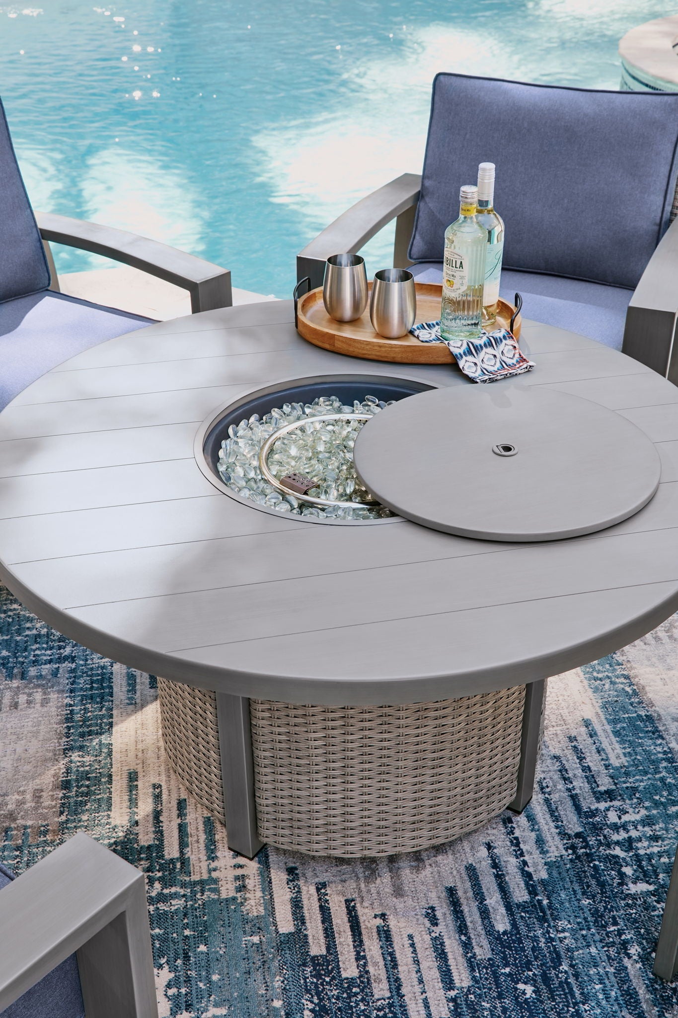 Half Moon Beach - Round Fire Pit Table - Gray - Hornell Furniture Outlet