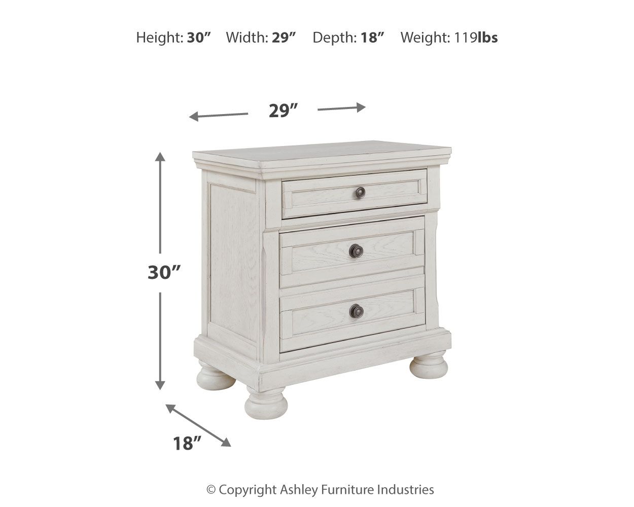 Robbinsdale - Two Drawer Night Stand - Antique White - Hornell Furniture Outlet