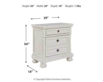 Robbinsdale - Two Drawer Night Stand - Antique White - Hornell Furniture Outlet