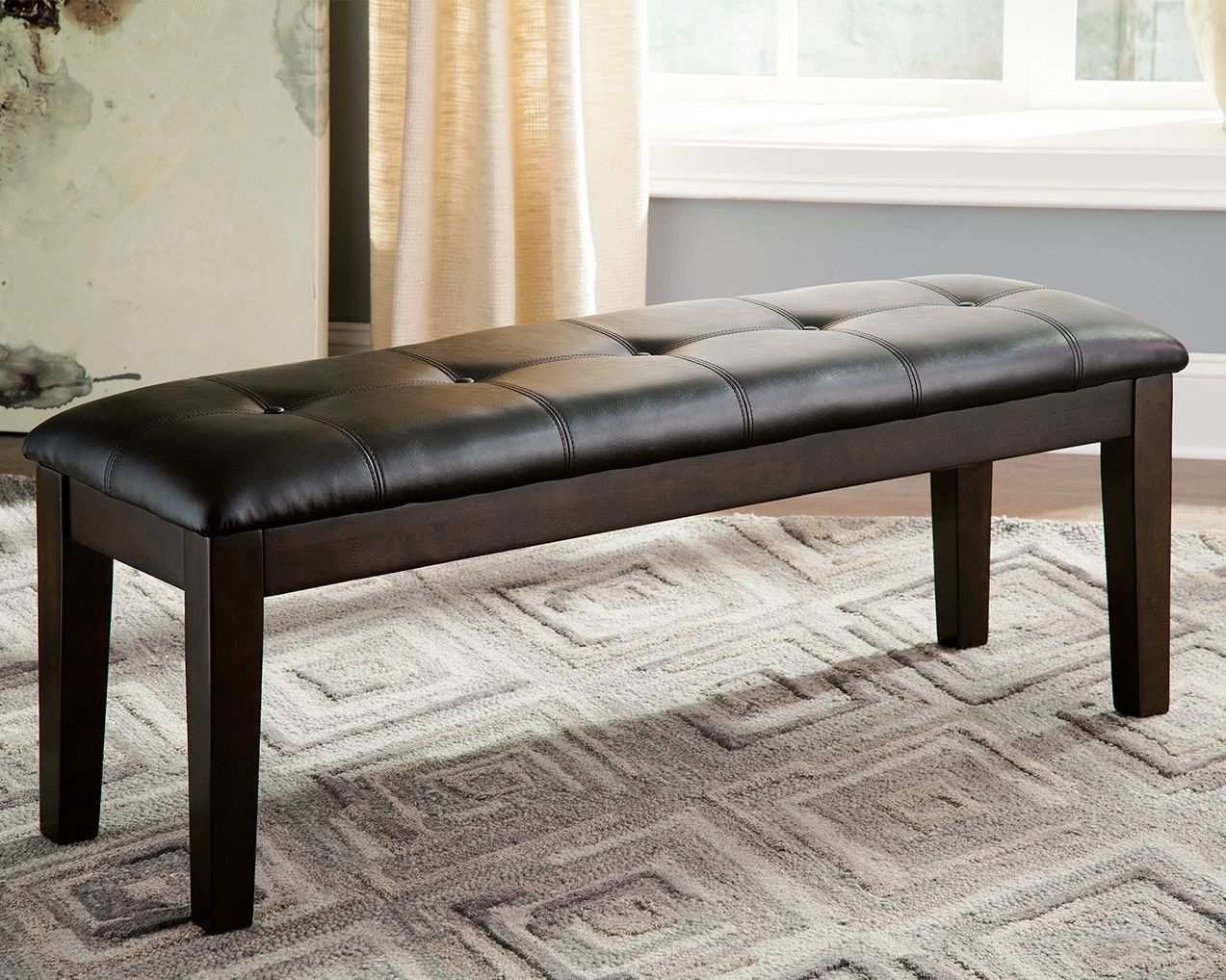 Haddigan - Dark Brown - Large UPH Dining Room Bench - Hornell Furniture Outlet