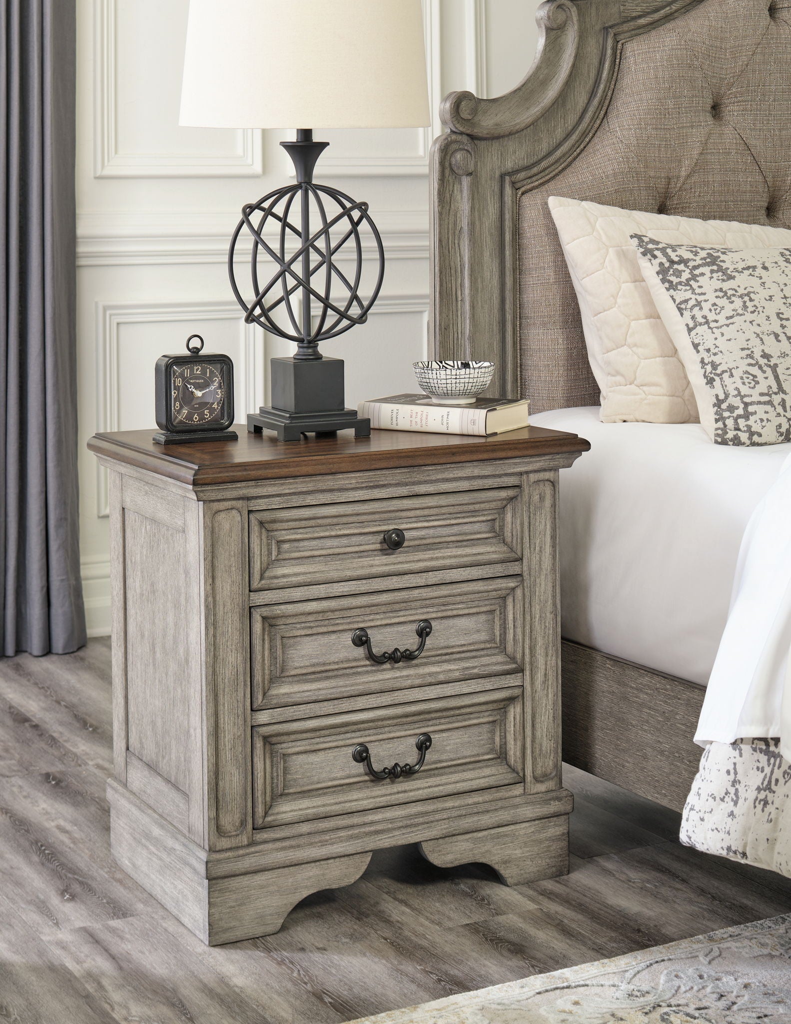Lodenbay - Antique Gray - Three Drawer Night Stand - Hornell Furniture Outlet