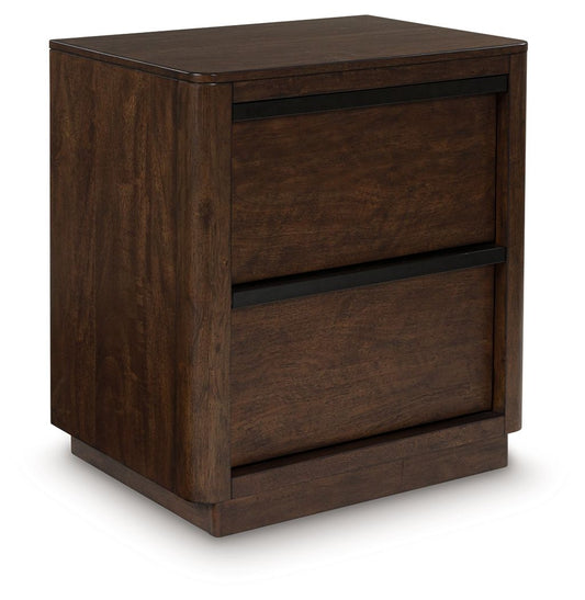 Dilenno - Dark Brown - Two Drawer Night Stand - Hornell Furniture Outlet