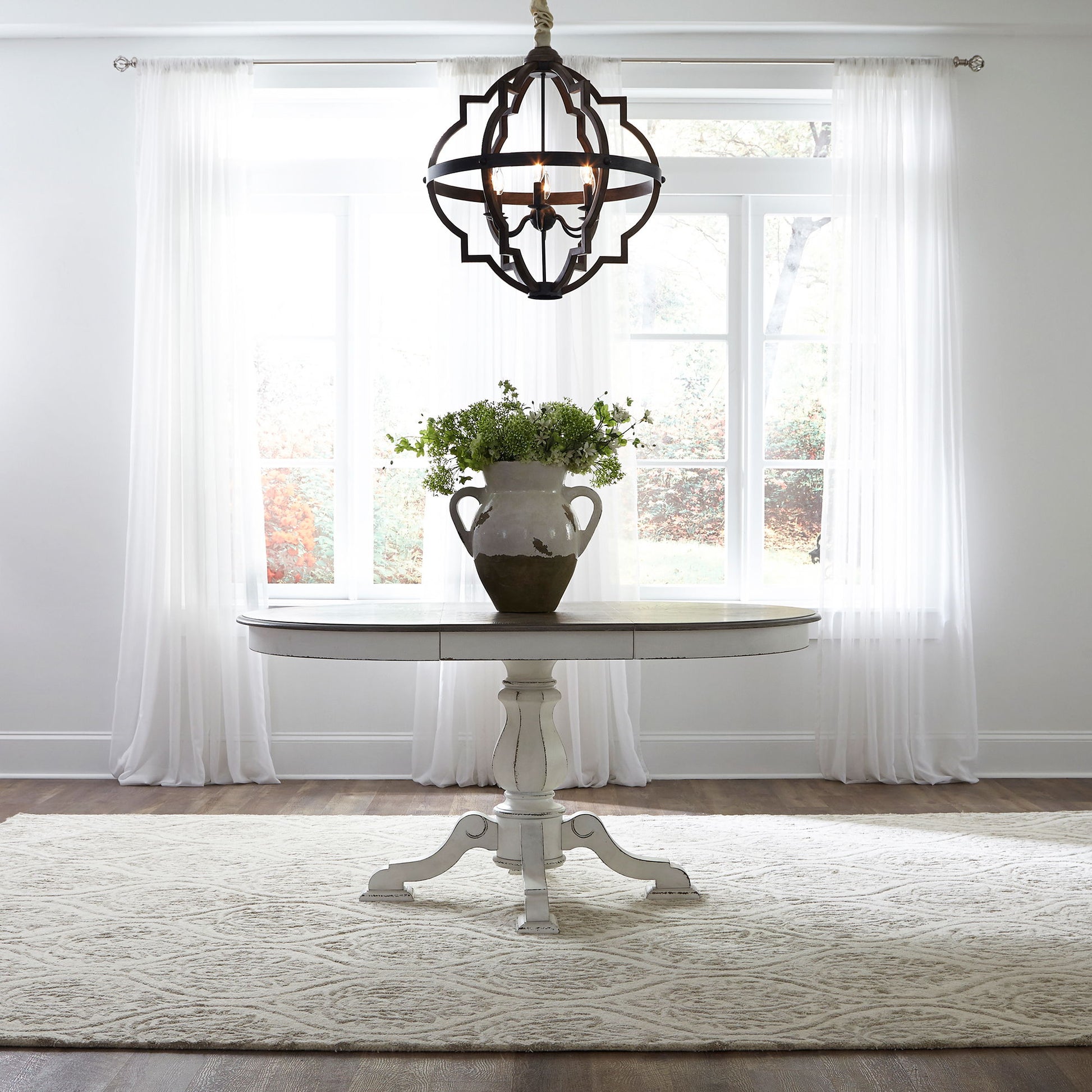 Magnolia Manor - Pedestal Table Set With Upholstered Chairs - Hornell Furniture Outlet