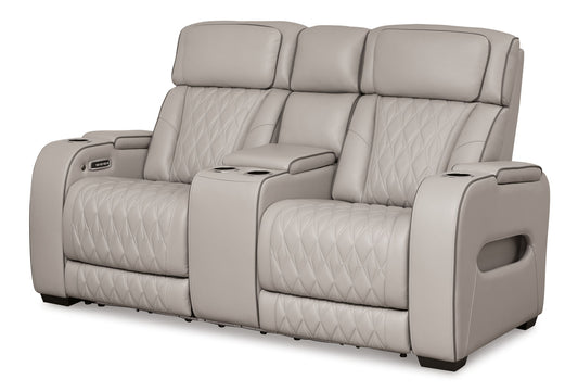 Boyington - Power Reclining Loveseat With Console/Adj Hdrst - Hornell Furniture Outlet