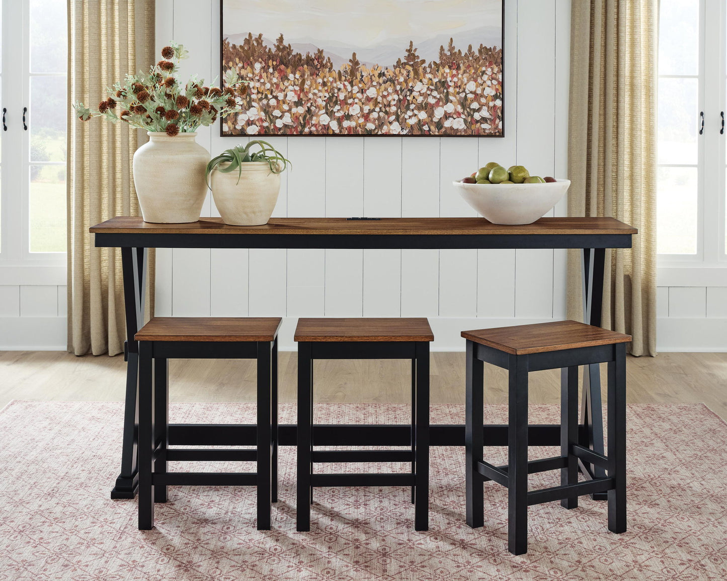 Wildenauer - Rectangular Dining Room Counter Table Set (Set of 4) - Brown / Black - Hornell Furniture Outlet