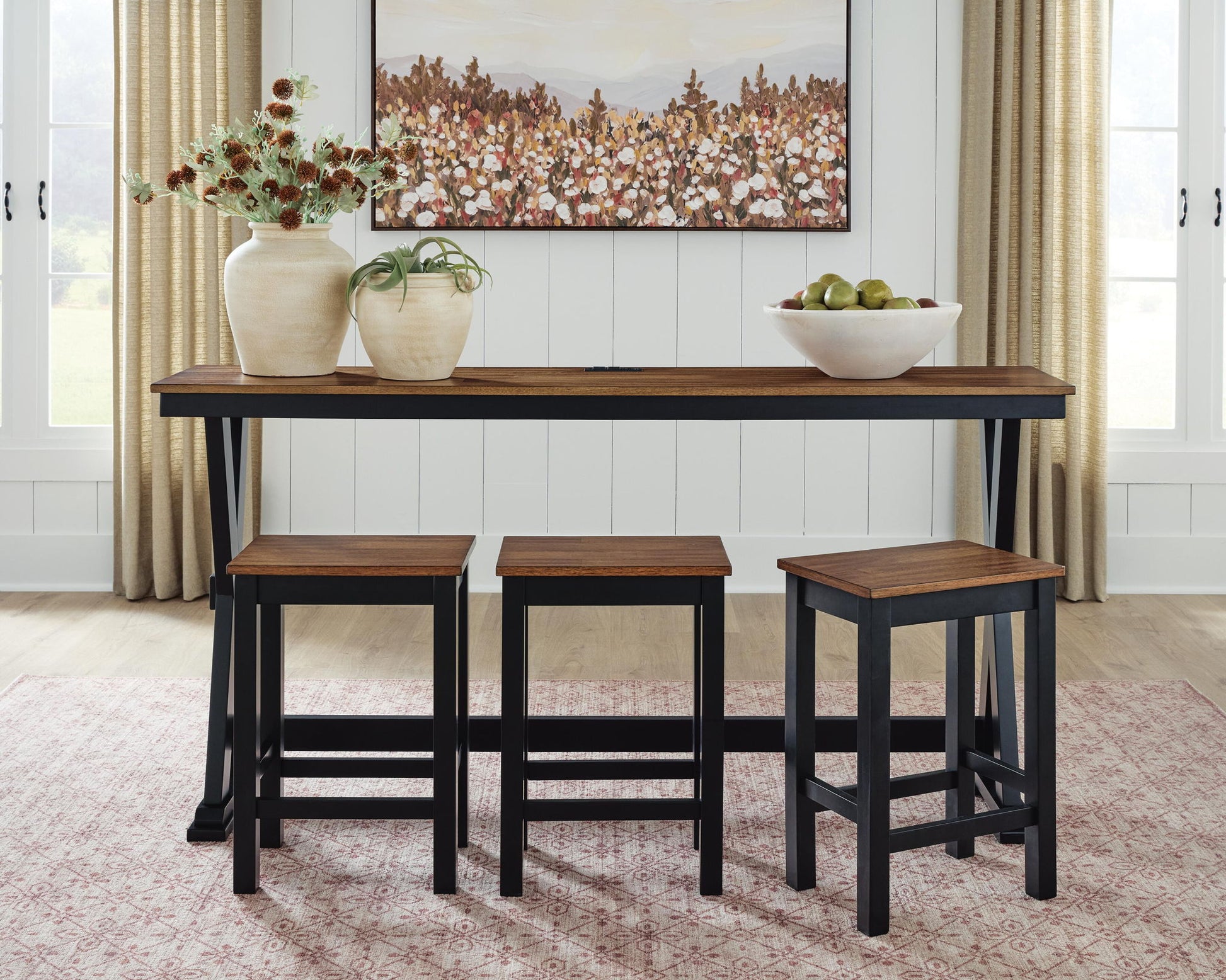 Wildenauer - Rectangular Dining Room Counter Table Set (Set of 4) - Brown / Black - Hornell Furniture Outlet