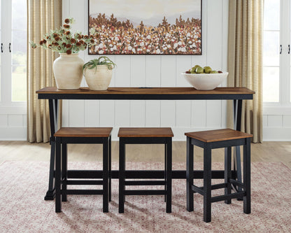 Wildenauer - Rectangular Dining Room Counter Table Set (Set of 4) - Brown / Black - Hornell Furniture Outlet
