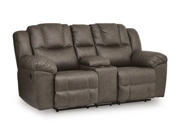 Lowilla - Double Reclining Loveseat With Console - Driftwood - Hornell Furniture Outlet