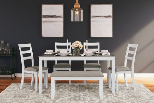 Stonehollow - White / Gray - Rectangular Drm Table Set (Set of 6) - Hornell Furniture Outlet