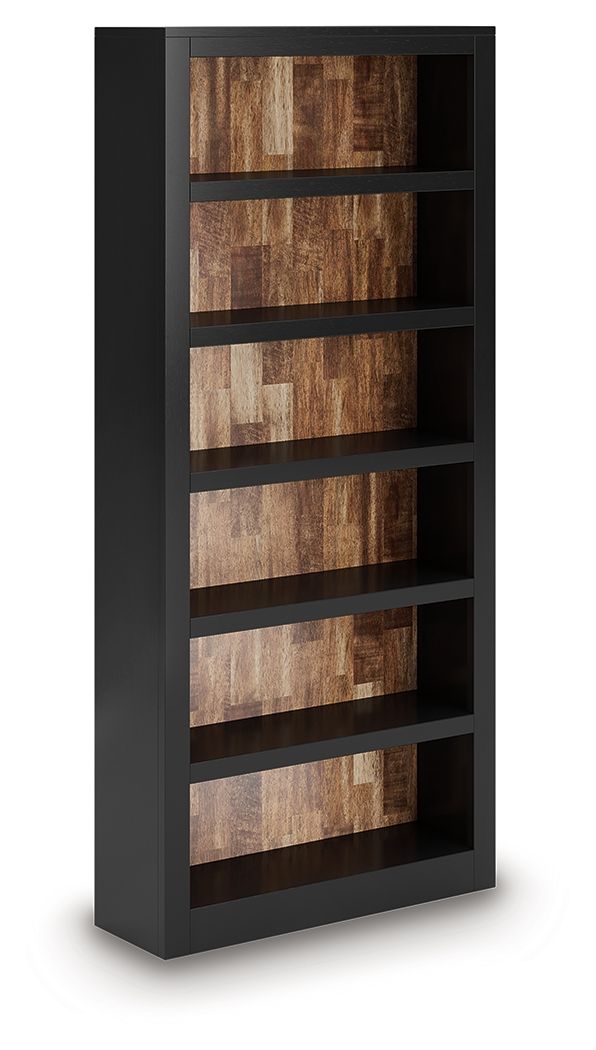 Wildenauer - 4 Pc. - Home Office Desk And Return, Swivel Desk Chair, Bookcase - Brown / Black - Hornell Furniture Outlet