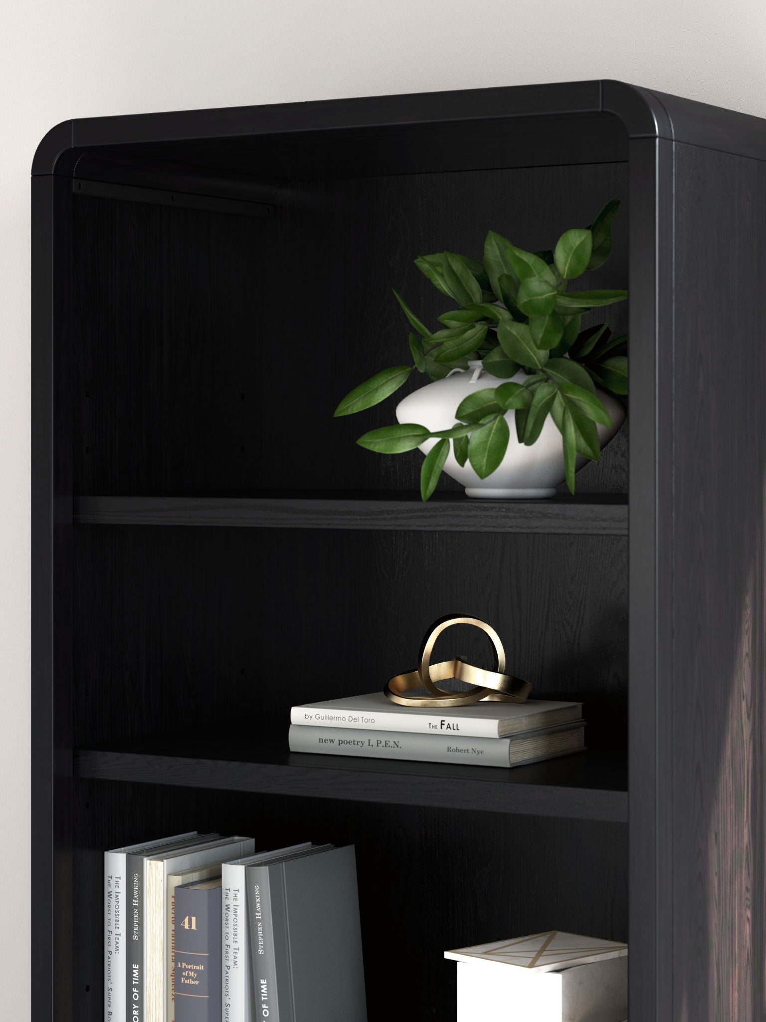 Rowanbeck - Black - Large Bookcase - Hornell Furniture Outlet