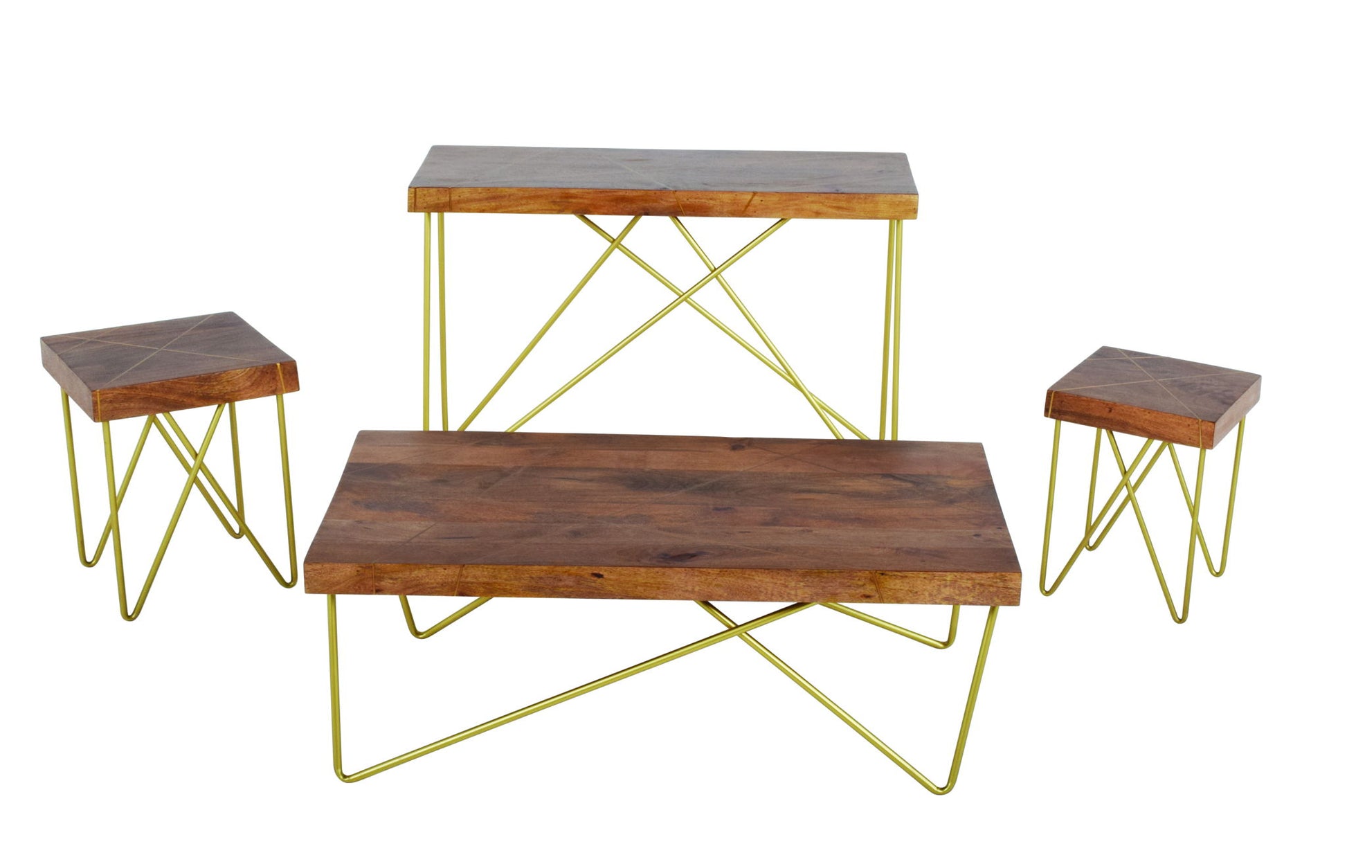 Walter - Brass Inlay Cocktail Table - Brown - Hornell Furniture Outlet