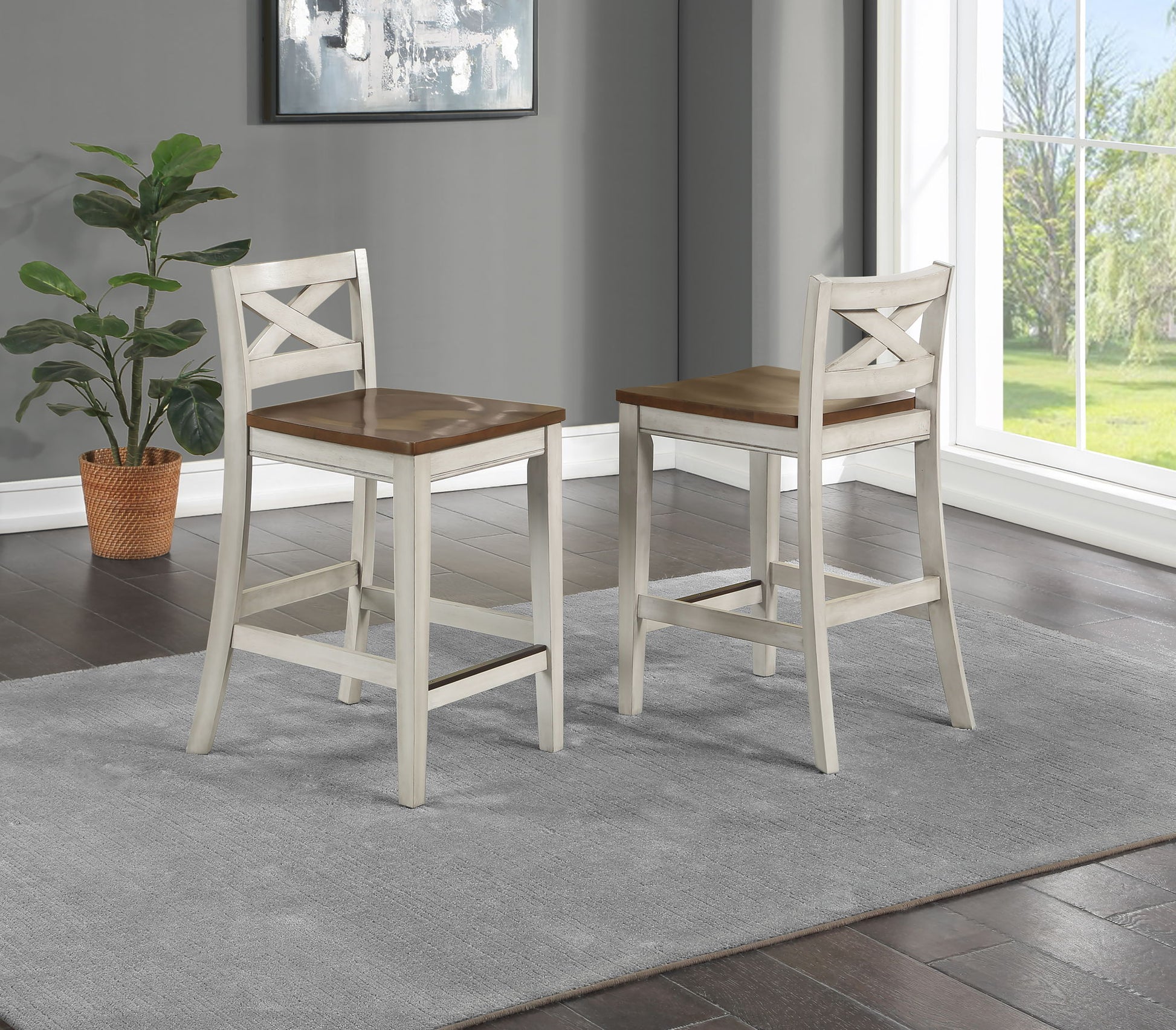 Lindale - 5 Piece Counter Dining Set - White - Hornell Furniture Outlet