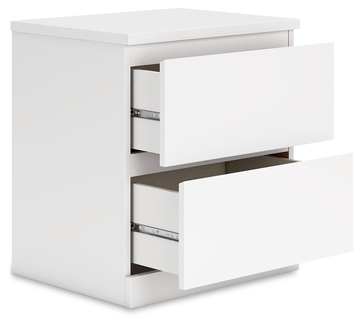 Onita - White - Two Drawer Night Stand - Hornell Furniture Outlet